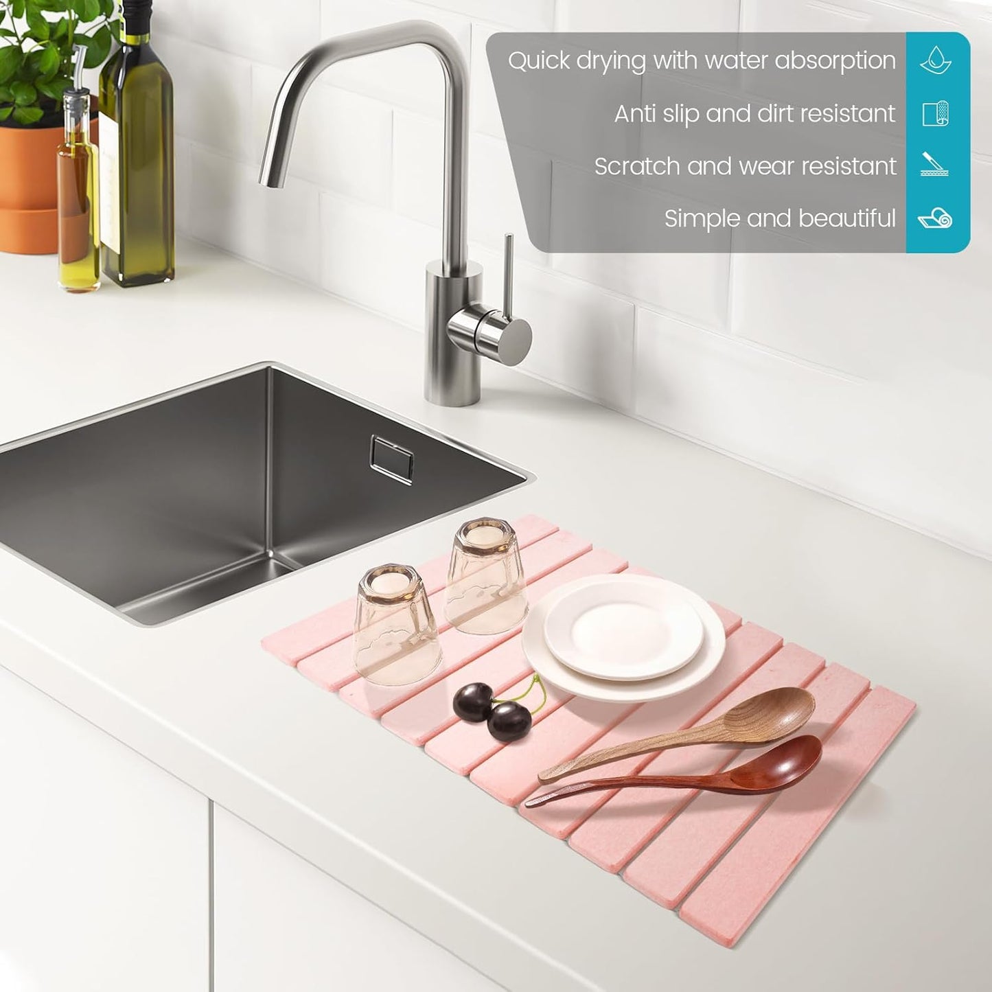 EcoHaven Pink Stone Drying Mat