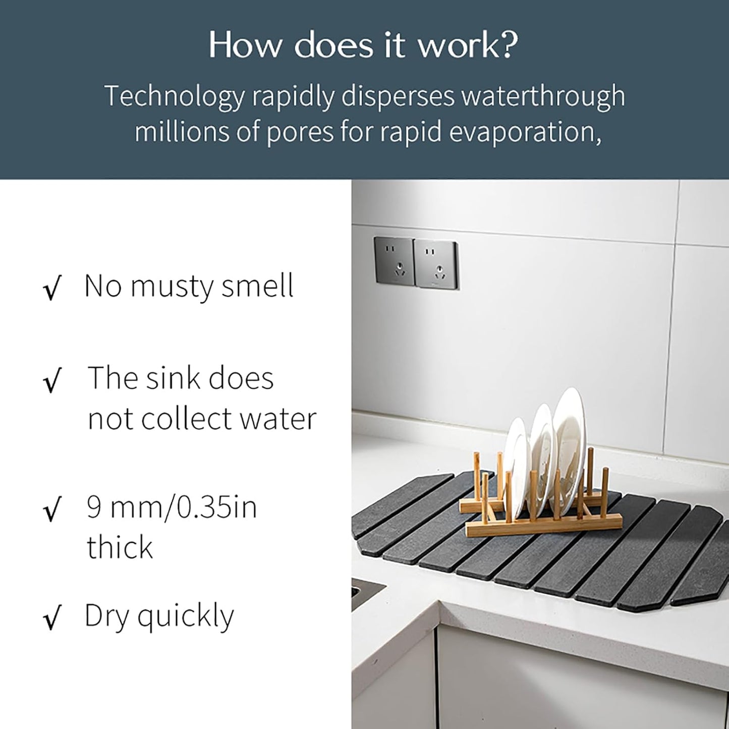 EcoHaven Dark Gray Stone Drying Mat