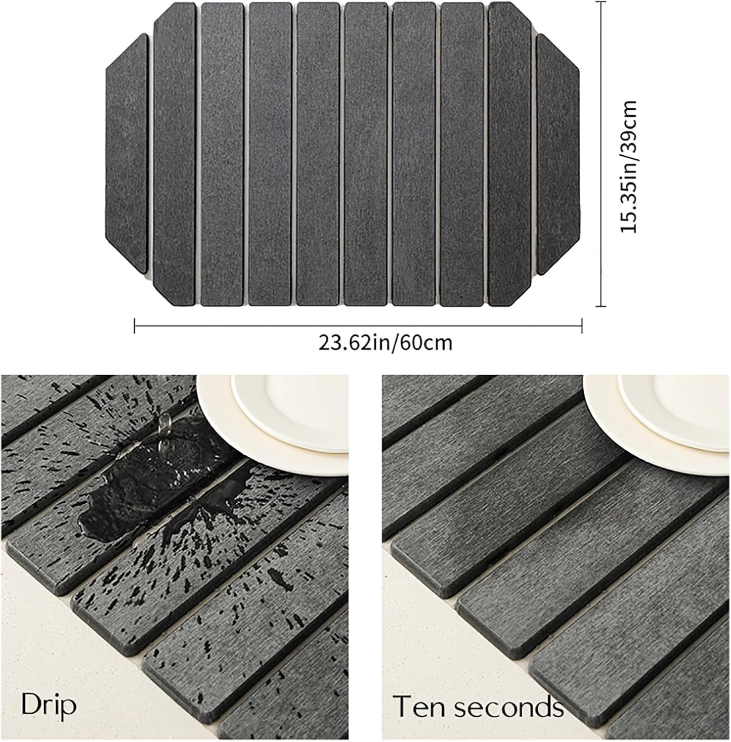 EcoHaven Dark Gray Stone Drying Mat