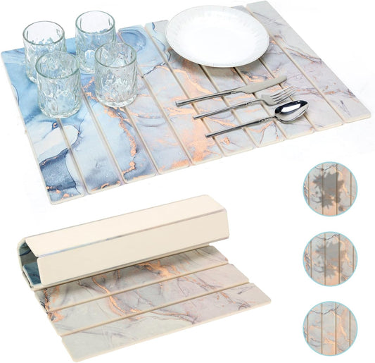 EcoHaven Blue marble Stone Drying Mat