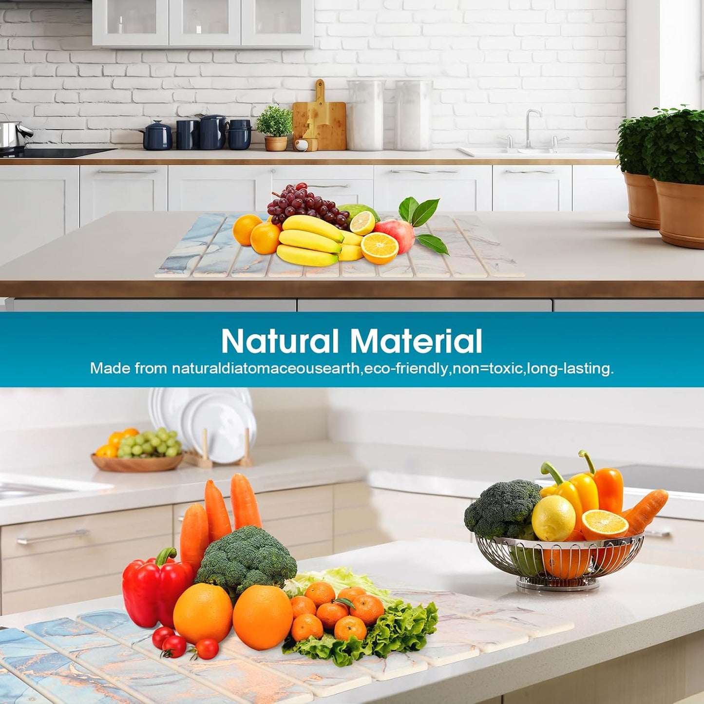 EcoHaven Blue marble Stone Drying Mat